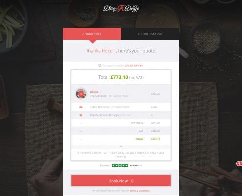 display your full private chef quote details